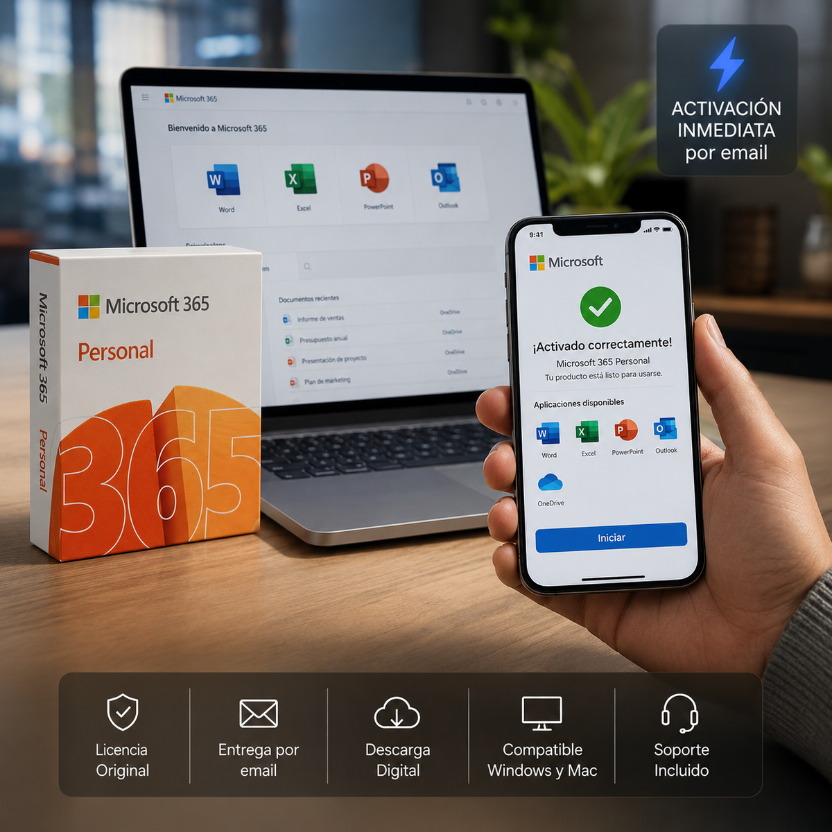 Licencia Microsoft 365 (Entrega Digital) | Word, Excel y PowerPoint para PC, Mac y Móvil