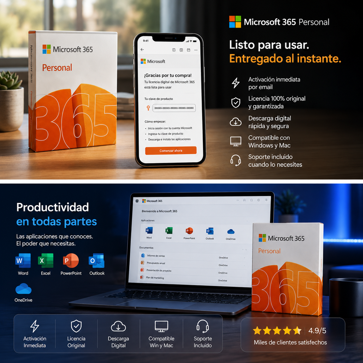 Licencia Microsoft 365 (Entrega Digital) | Word, Excel y PowerPoint para PC, Mac y Móvil